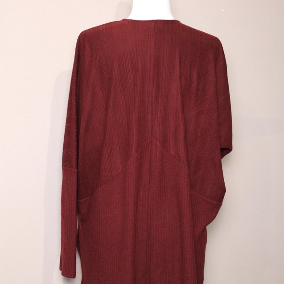 MAURICES Textured Cardigan Sweater Long Sleeve Open Front Plum Waffle Knit Med - Picture 5 of 10